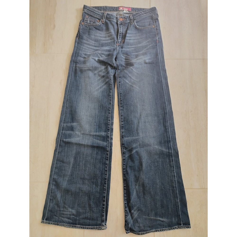 H&M Wide Leg Baggy Jeans Women 29x32 Blue Medium Wash Denim Flare Y2K Lowcut